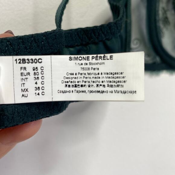 Simone Perle Wish Sheer Demi Bra Sz 36C Kolsai Green Embroidered Floral Jaquard - Picture 8 of 11